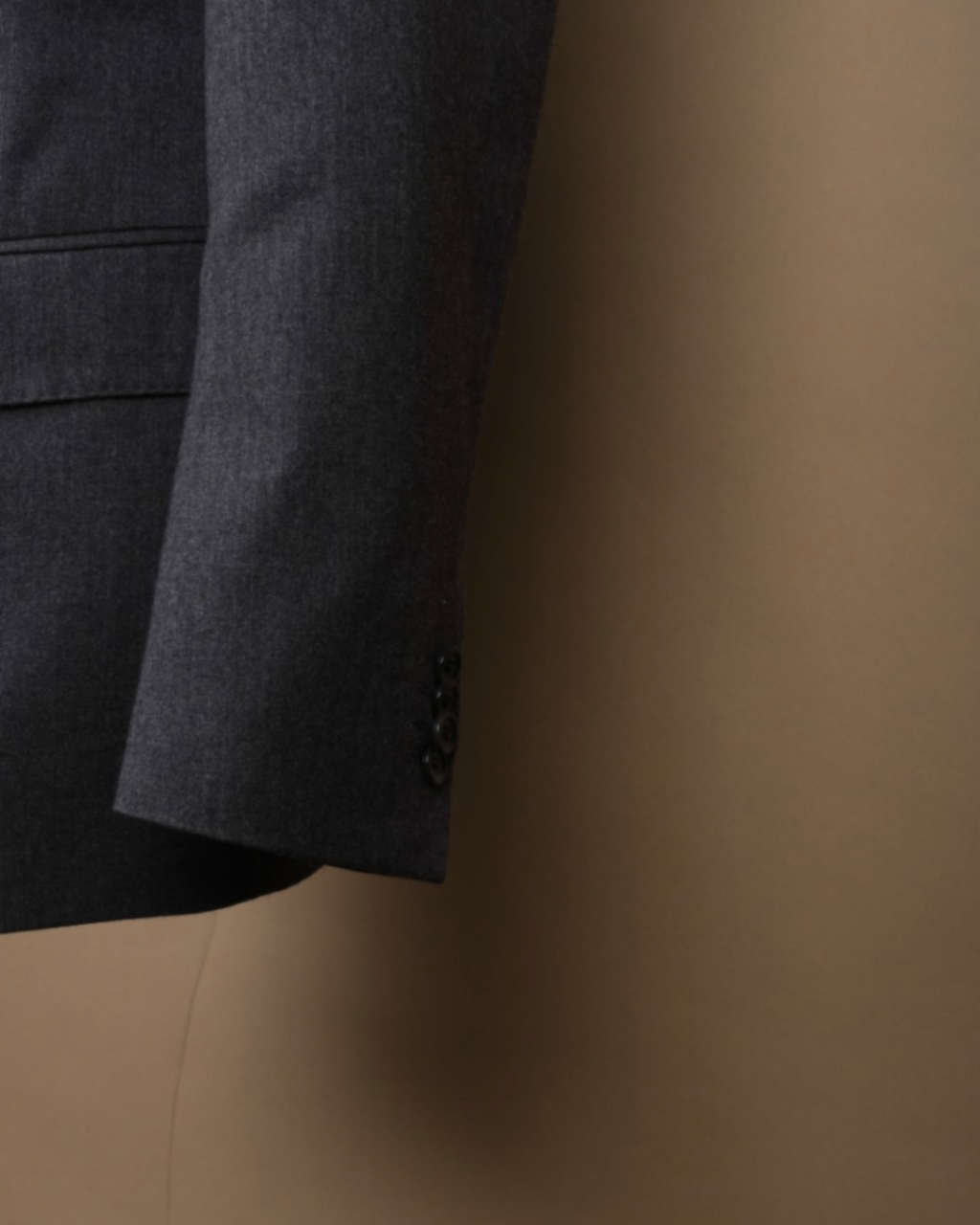 Dark Grey Wool Flannel Suit Jacket