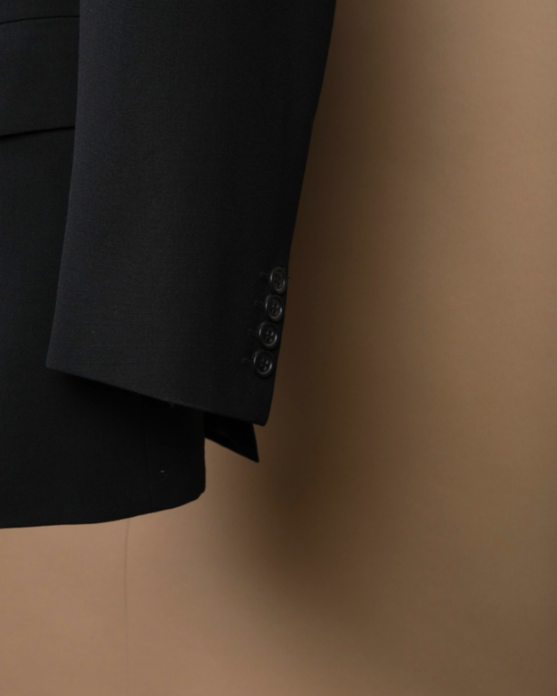 Black Worsted Wool 3-Piece Suit, Made in Sweden