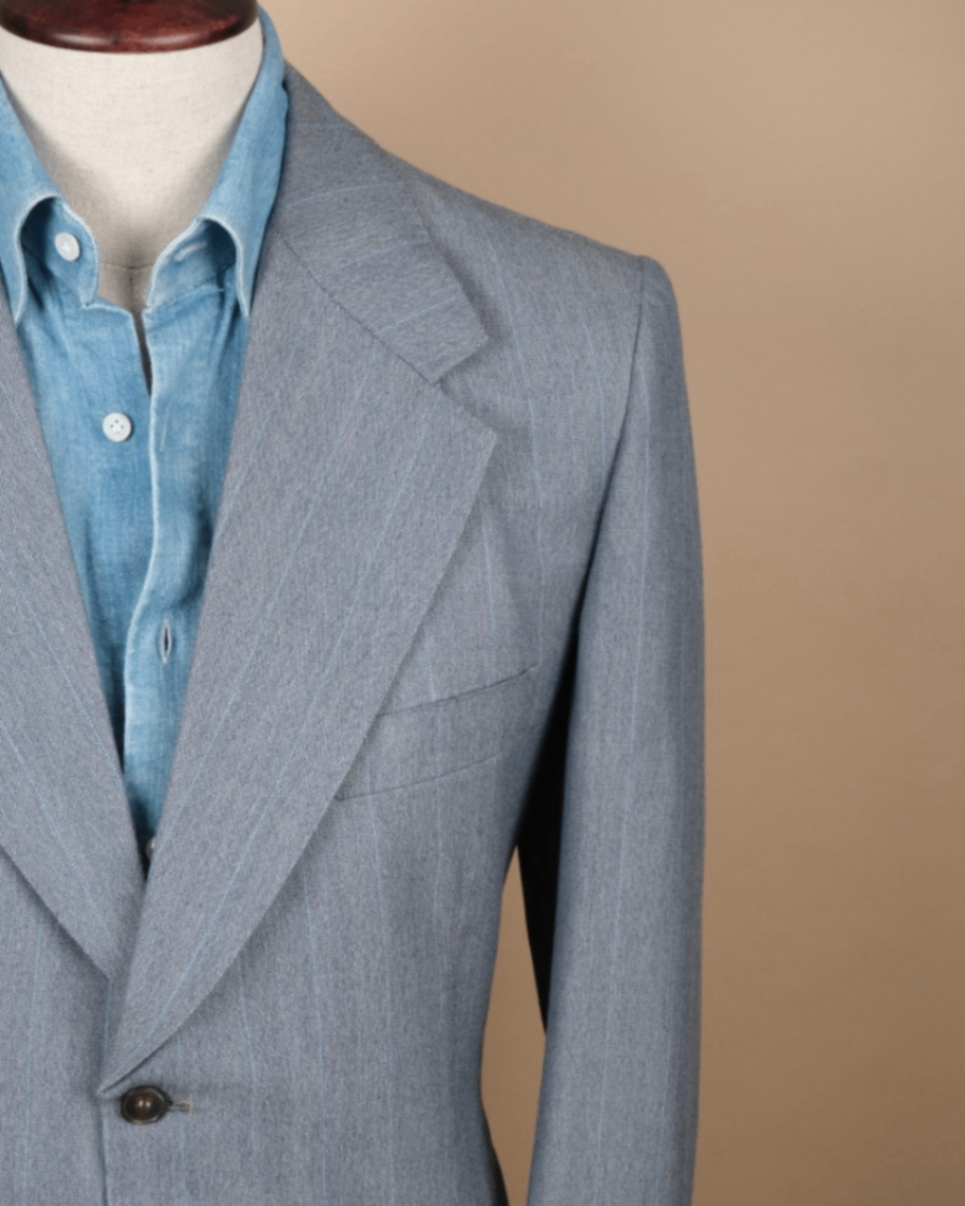 Stone Blue Striped Wool Suit