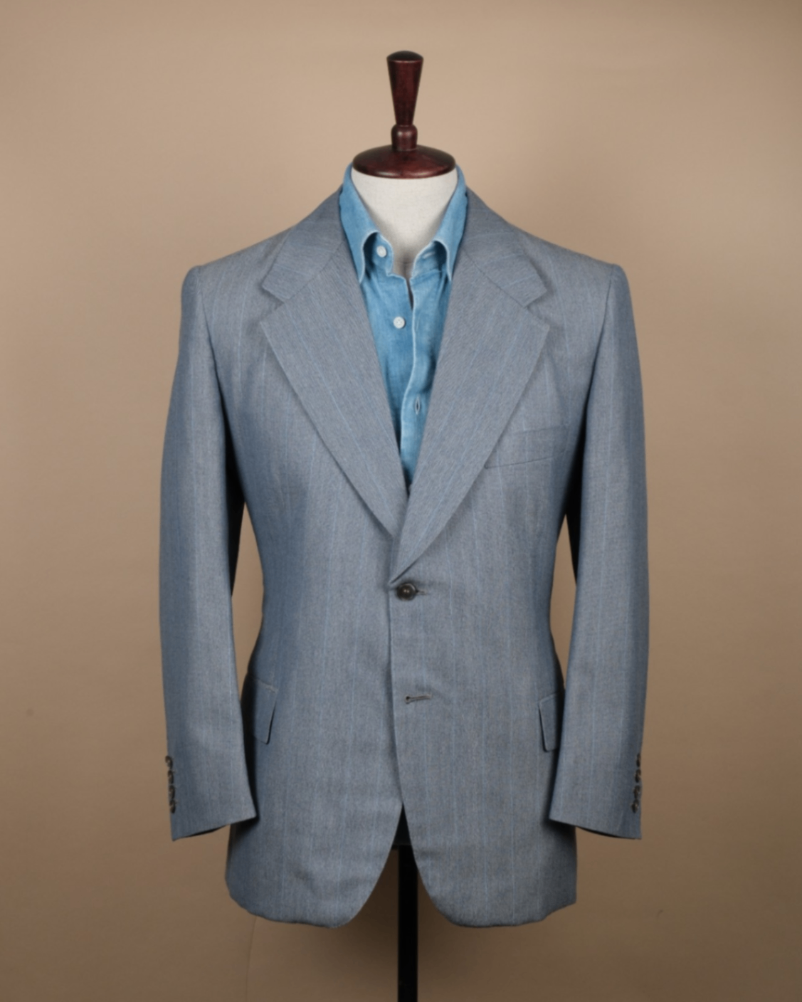 Stone Blue Striped Wool Suit