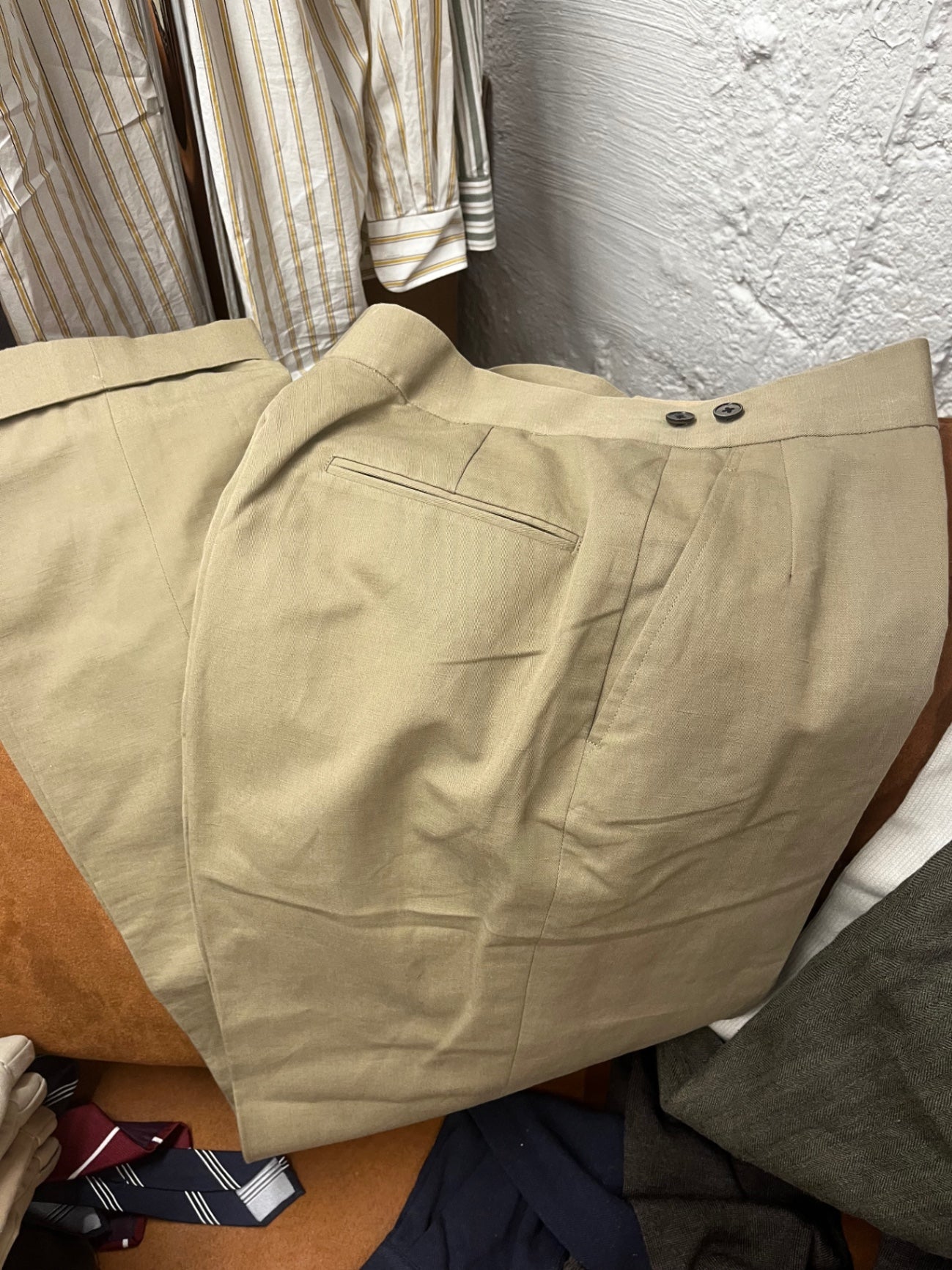 Beige Cotton Suit trousers