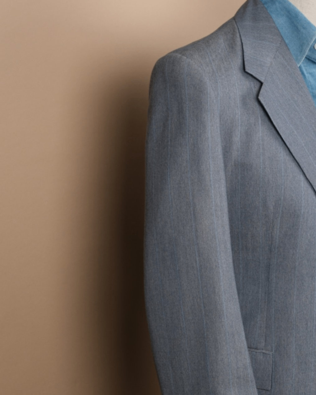 Stone Blue Striped Wool Suit