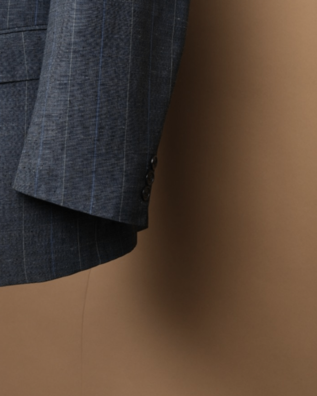 Blue/Dark Blue/Mint Striped Linen Blend Suit