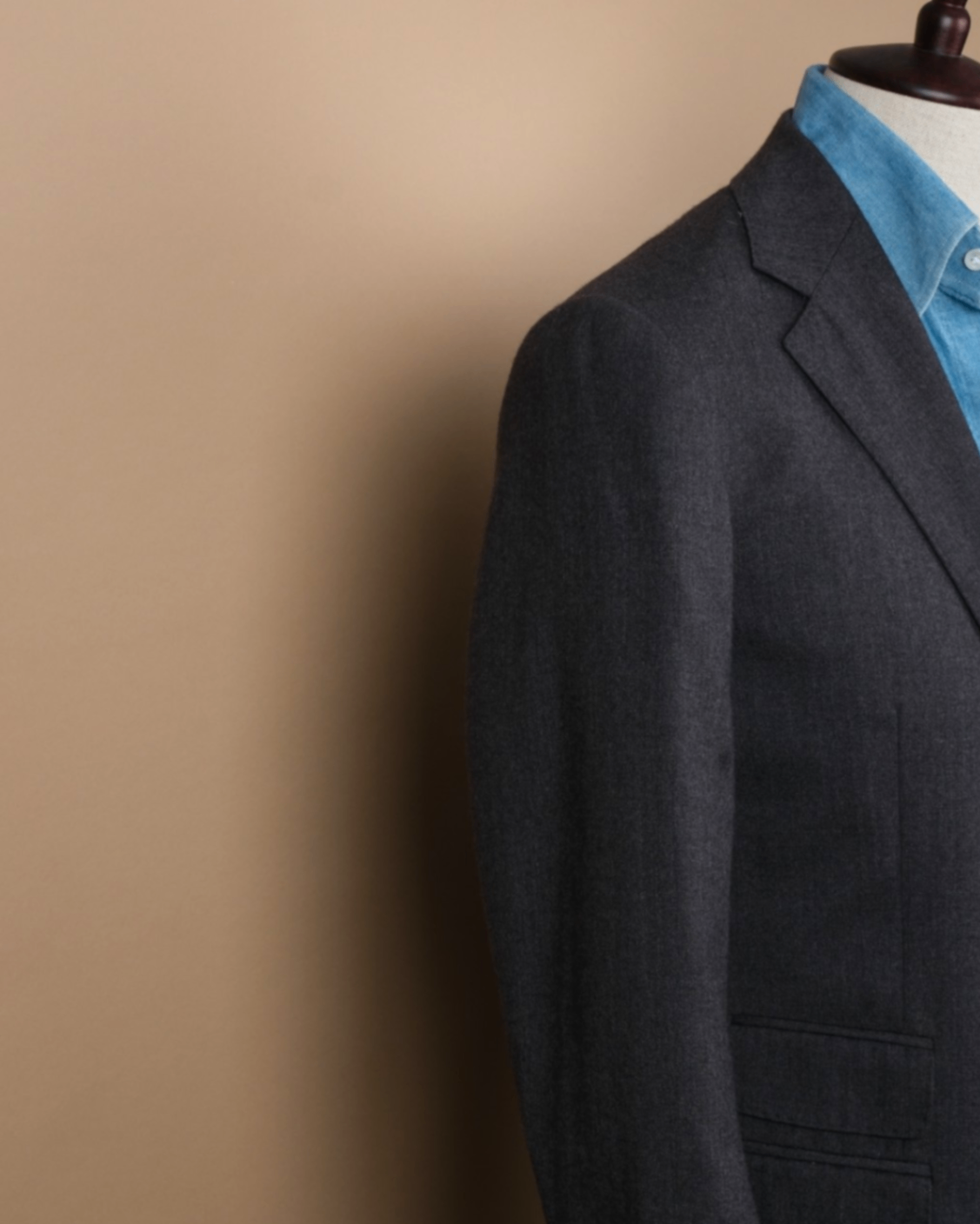Dark Grey Wool Flannel Suit Jacket