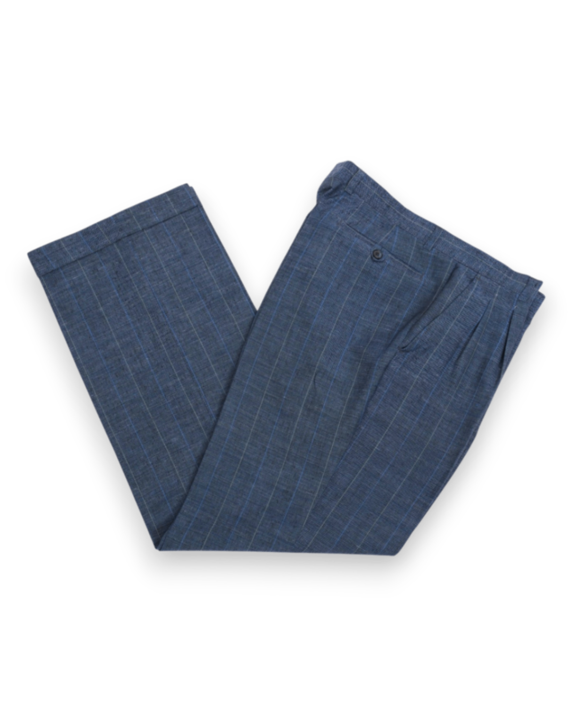 Blue/Dark Blue/Mint Striped Linen Blend Suit