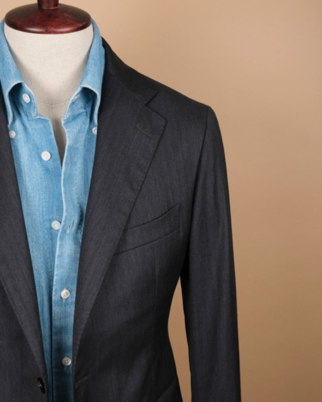 Dark Grey/Navy Herringbone Wool/Silk Sports Jacket
