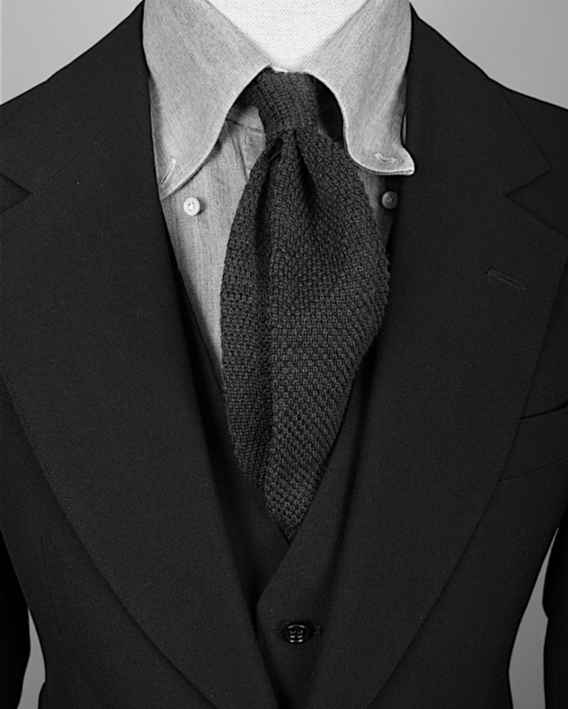 Black Worsted Wool 3-Piece Suit, Made in Sweden