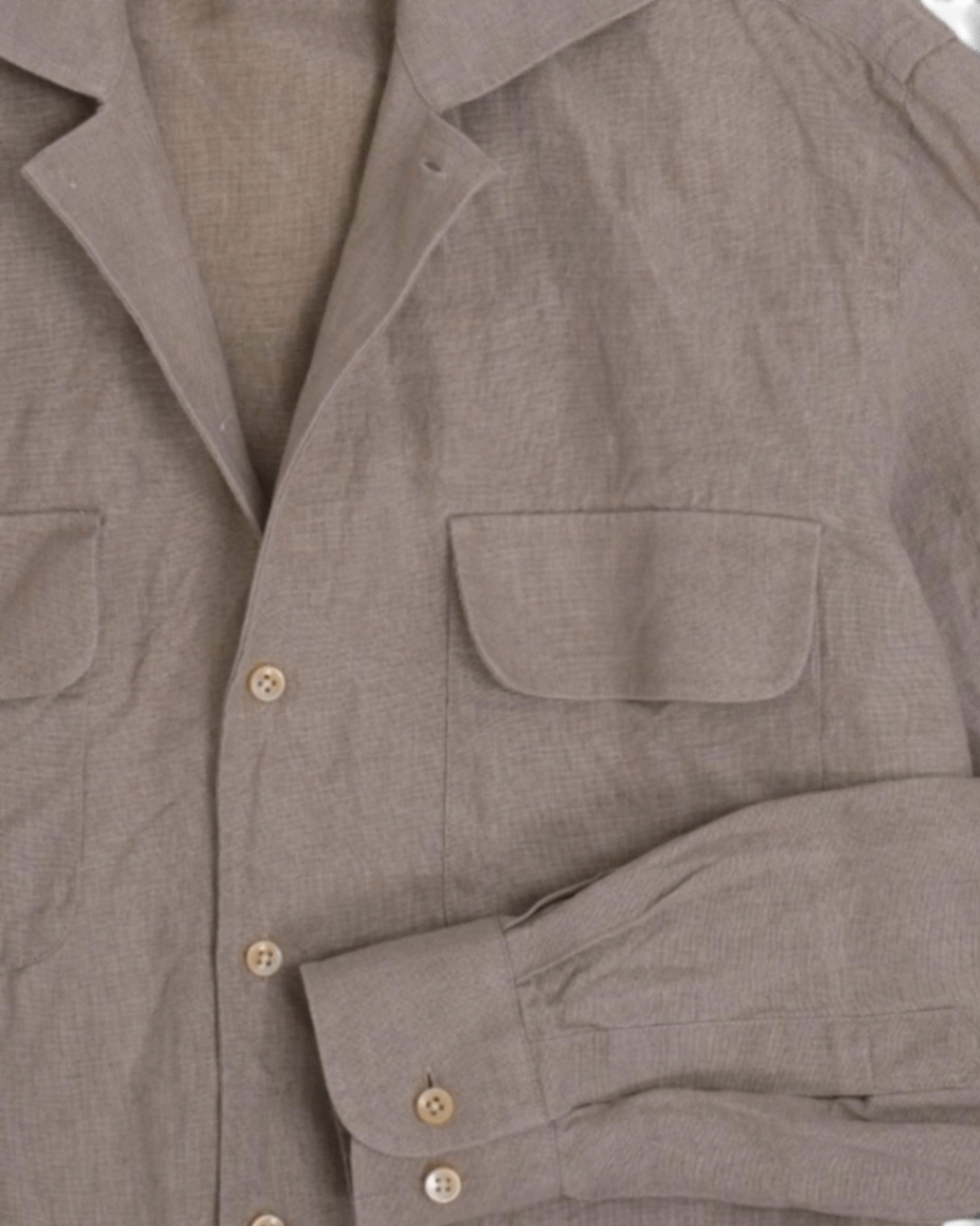 Oatmeal Albini Camp-Collar Shirt