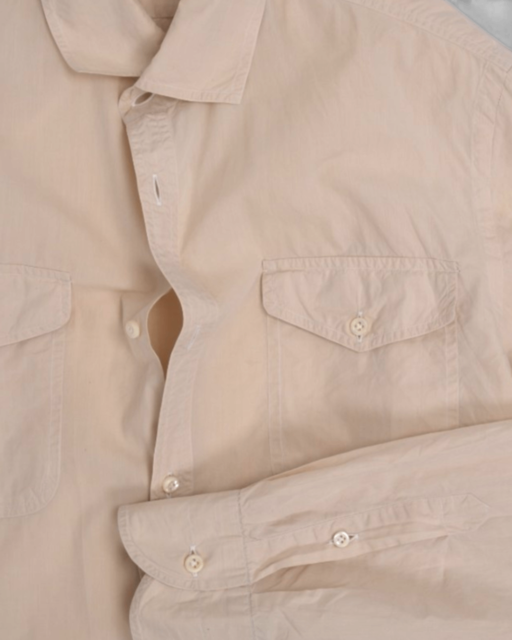 Beige "Feather-Light" Cotton Poplin Shirt