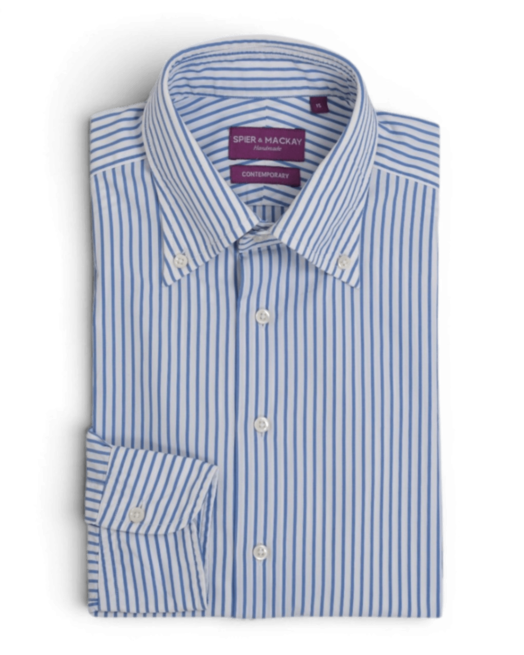 White/Blue Bengal Stripe BD. Poplin Shirt