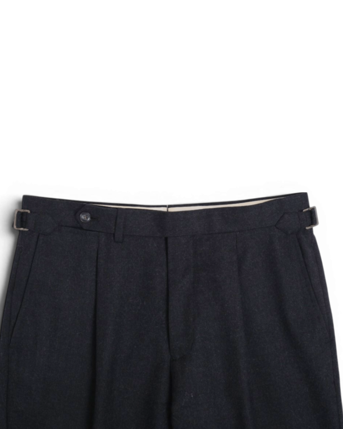 Anthracite Woollen Flannel High-Rise Pleated Trousers