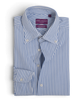 White/Blue Bengal Stripe BD. Poplin Shirt