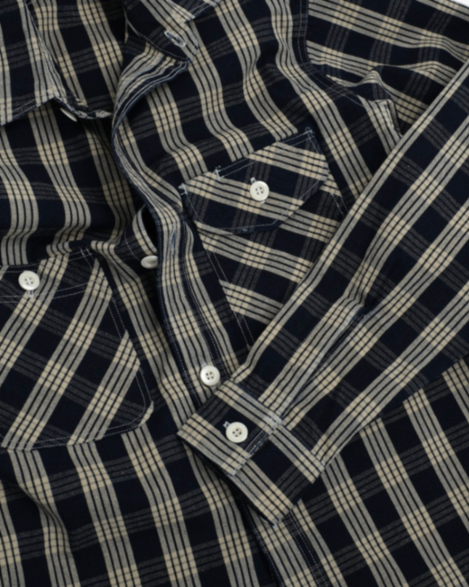 Indigo/Cream Checked 7,5oz Work Shirt
