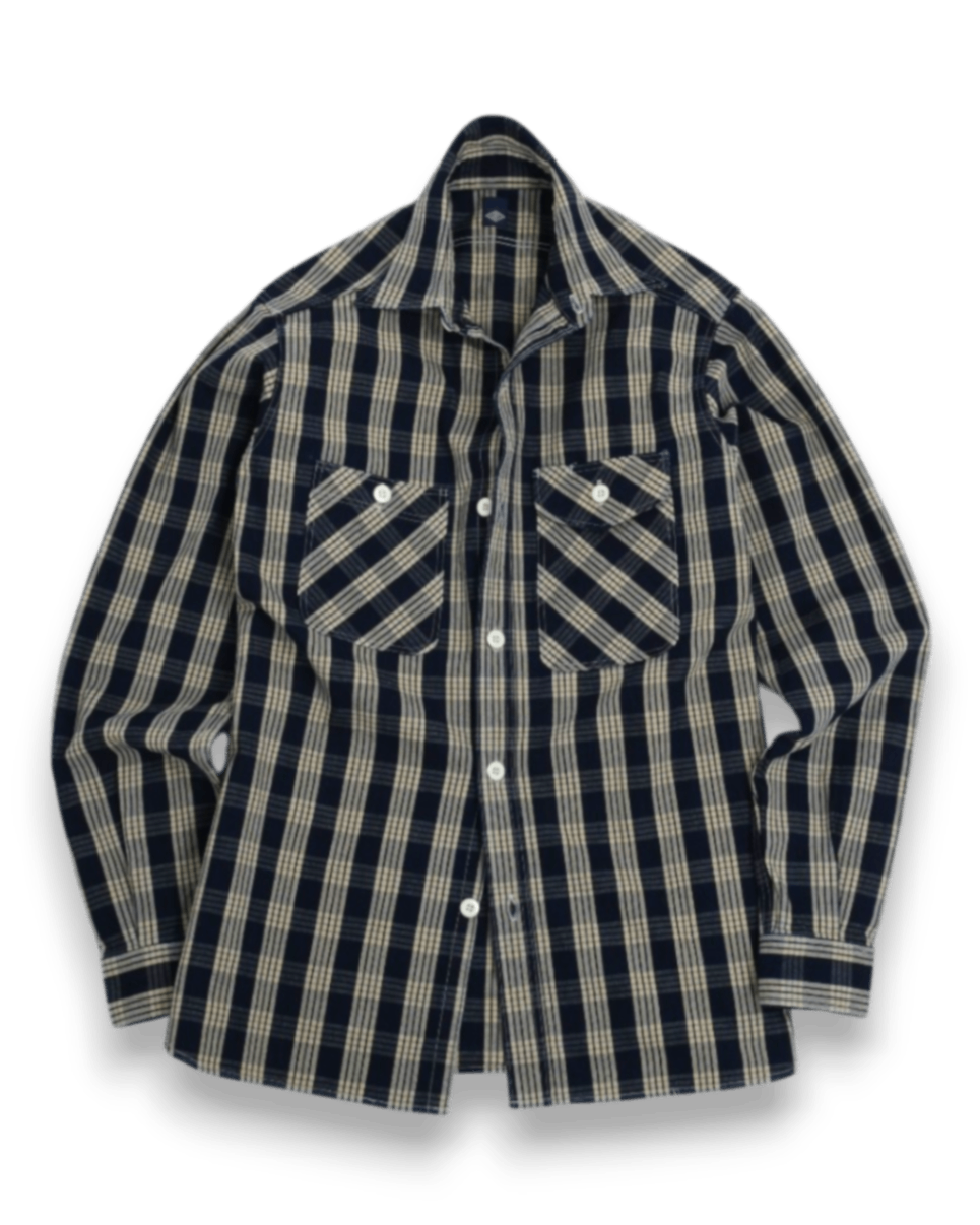 Indigo/Cream Checked 7,5oz Work Shirt