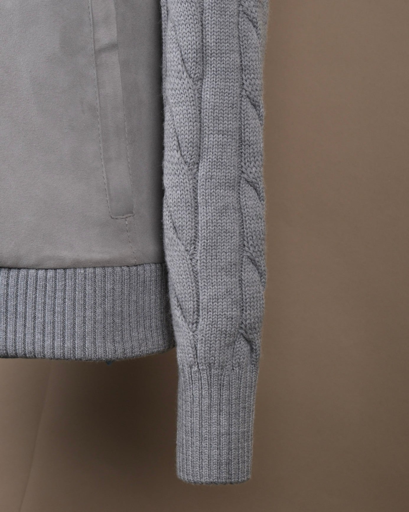 Stone Grey Suede Panel Cardigan