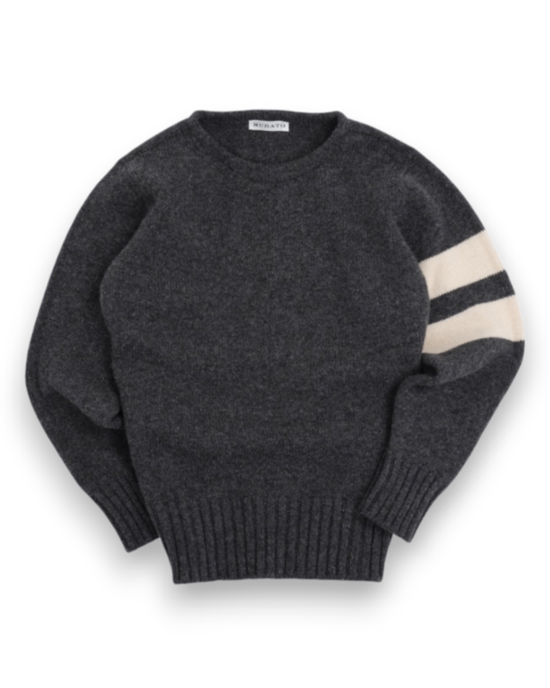 Grey Lambswool Varsity Sweater