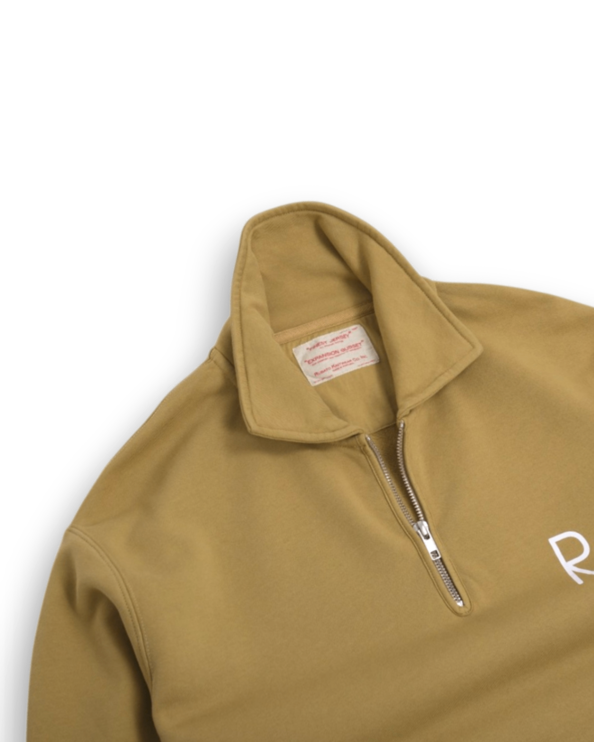 Khaki Jersey Zip Polo Sweatshirt