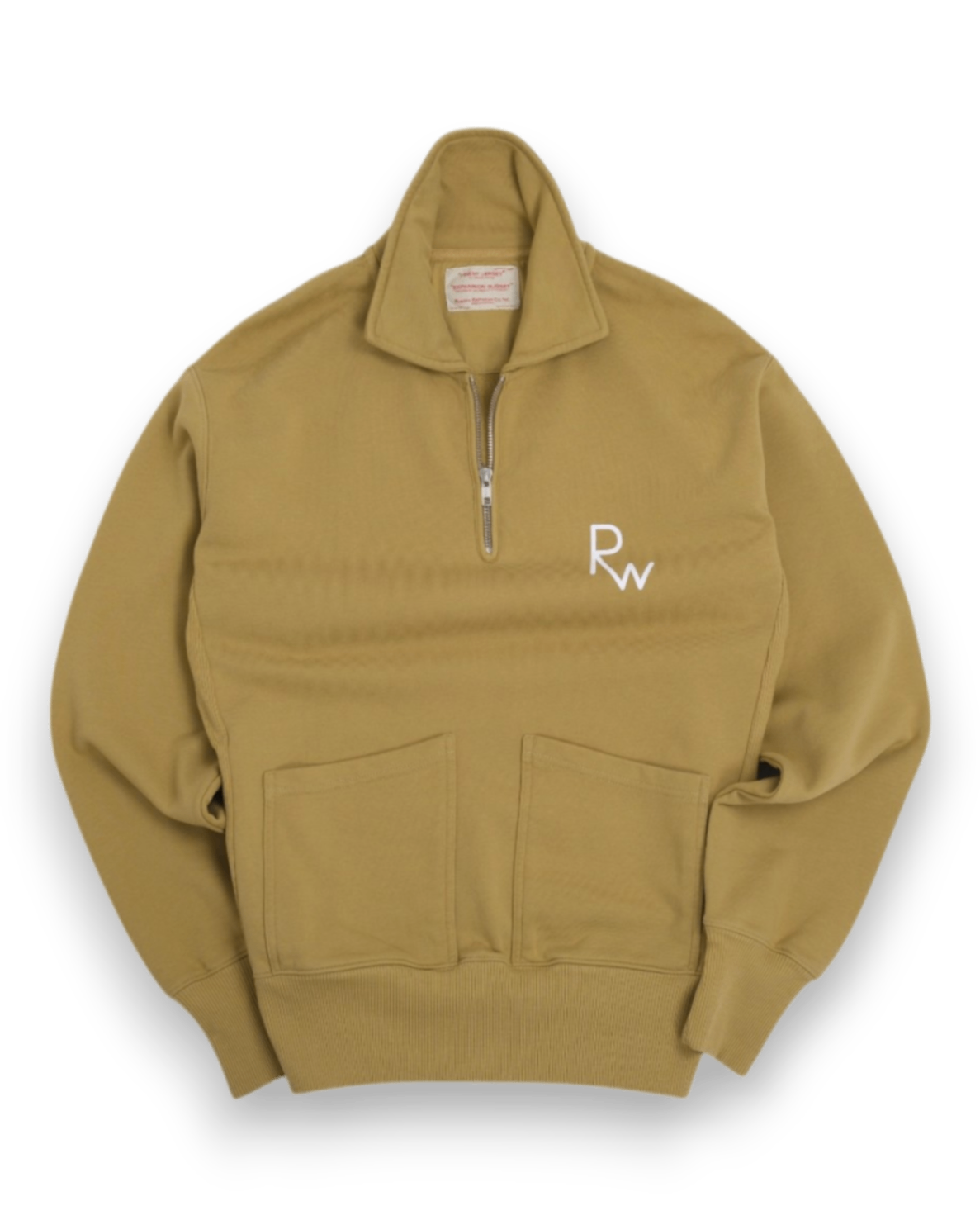 Khaki Jersey Zip Polo Sweatshirt