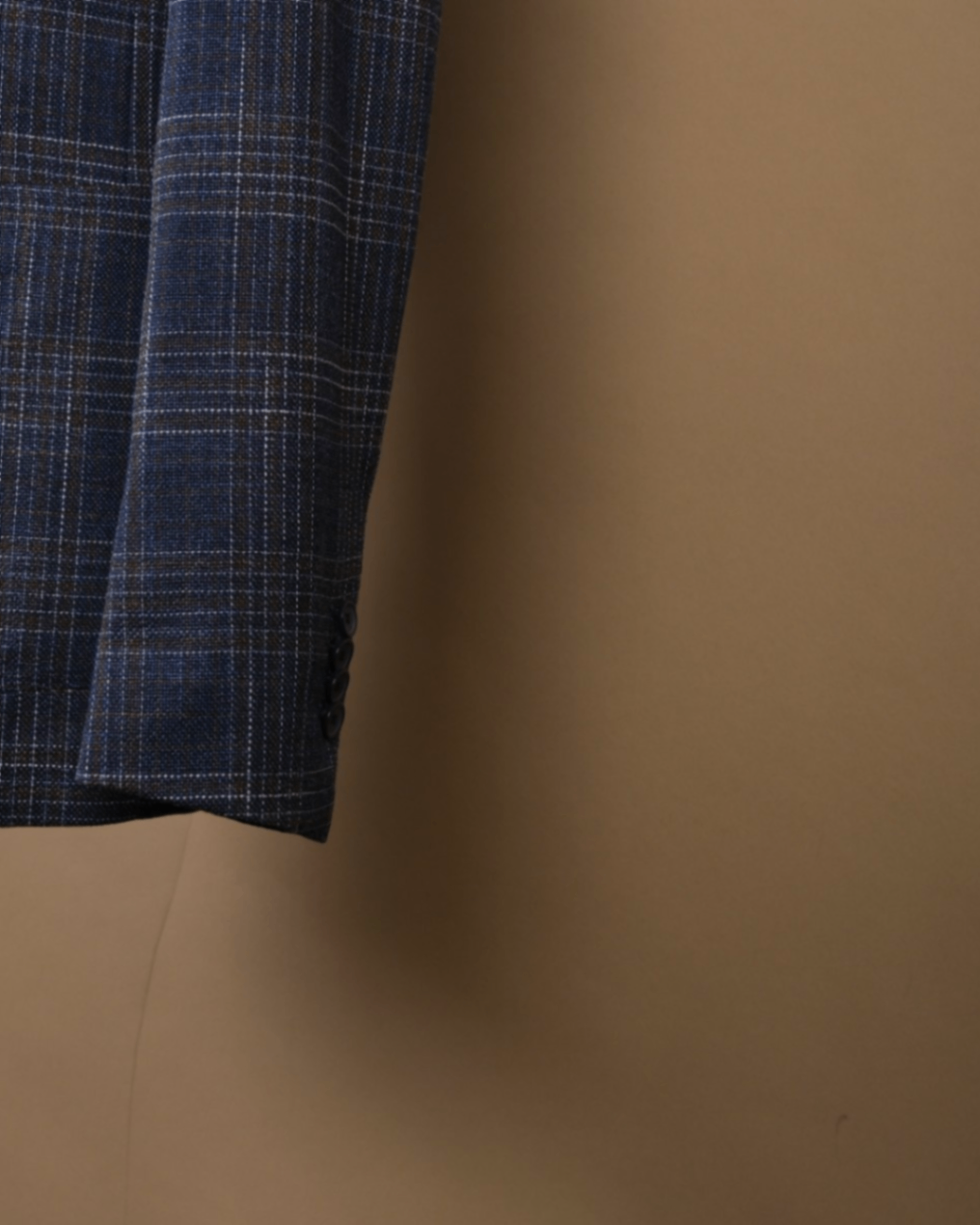 Navy/Brown Check Virgin Wool/Silk Sports Jacket