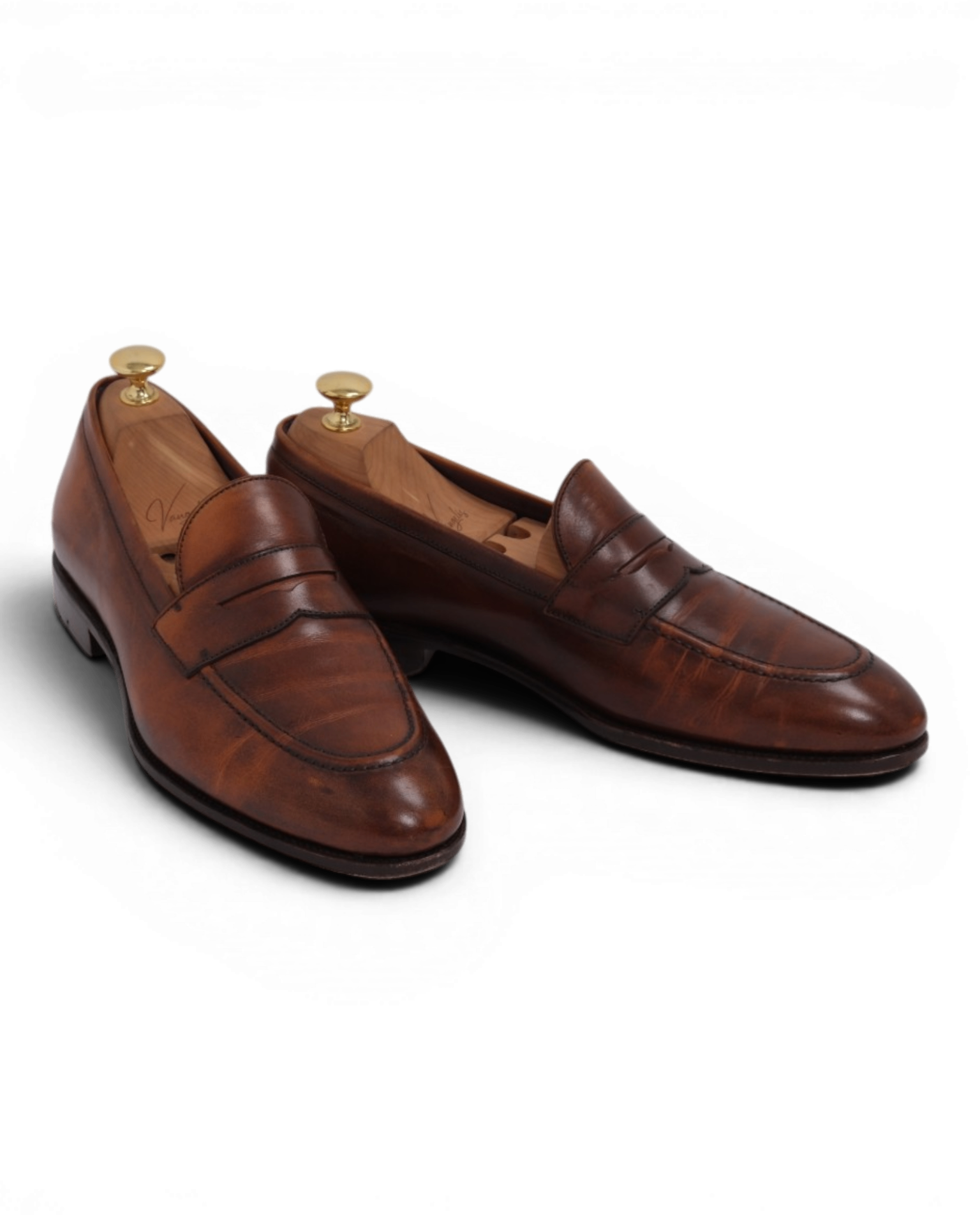 Natural Patina Leather Penny Loafers