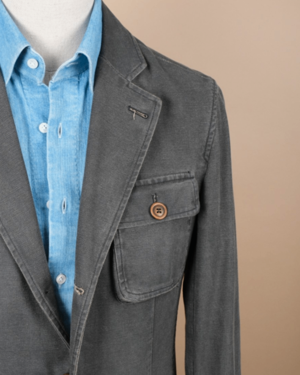 Grey Unlined Cotton Sports Jacket