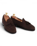 Dark Brown Suede Tassel Loafers