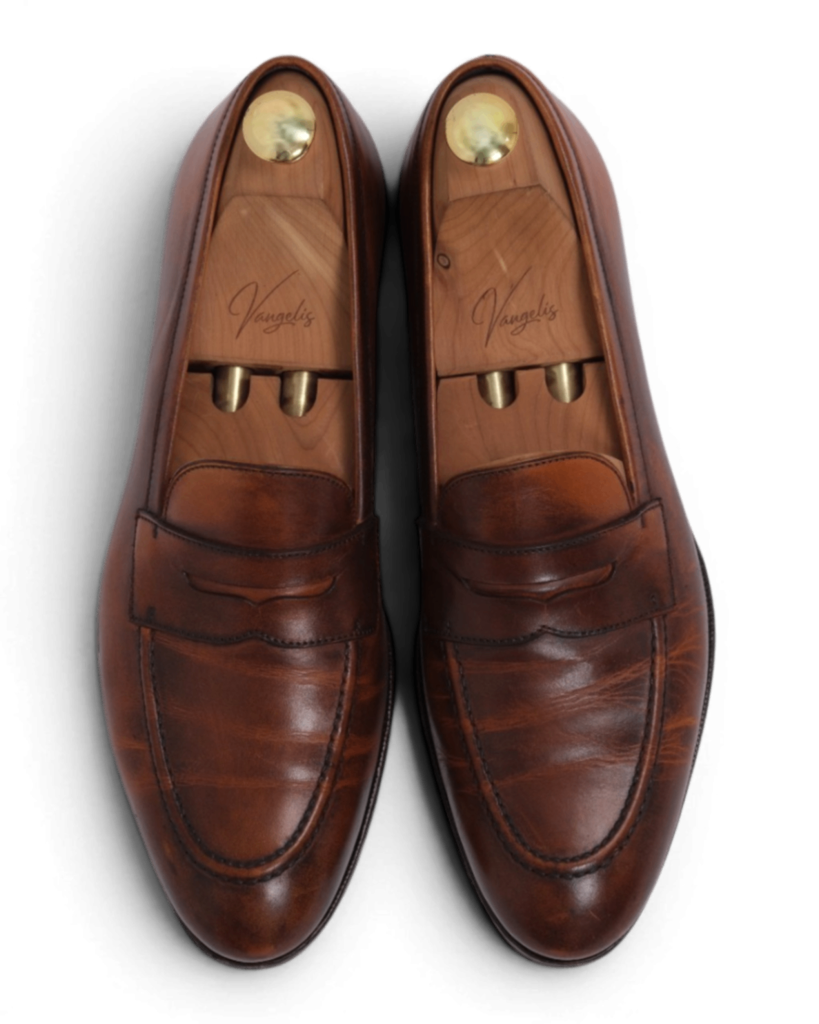 Natural Patina Leather Penny Loafers