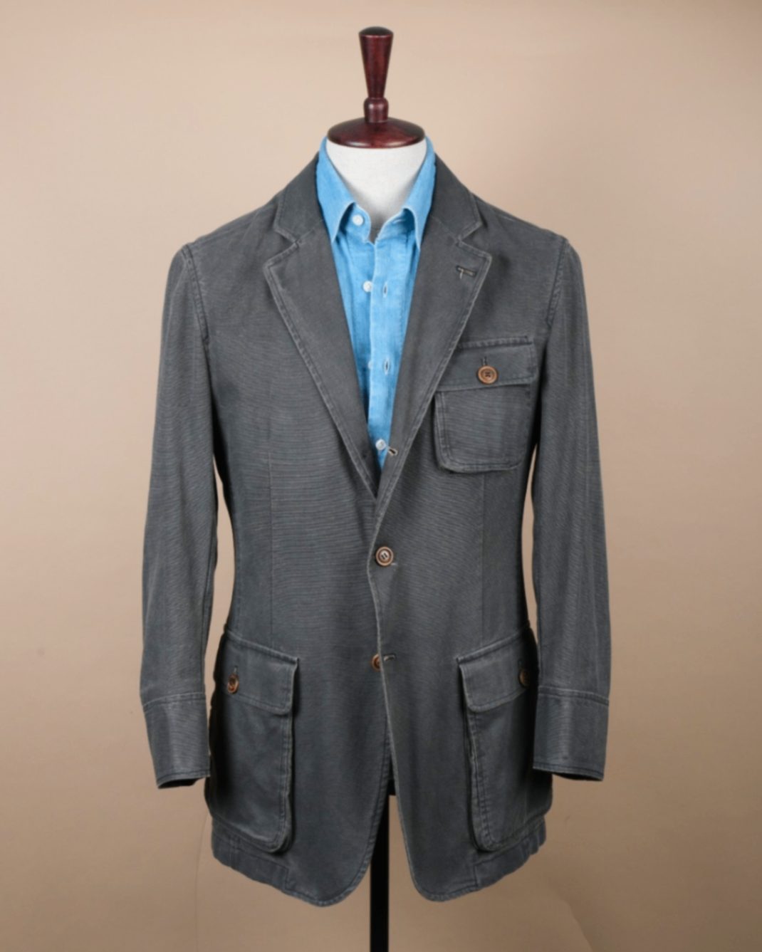 Grey Unlined Cotton Sports Jacket