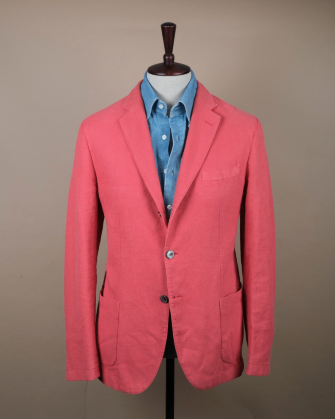 Coral Unlined Ramie & Cotton Sports Jacket