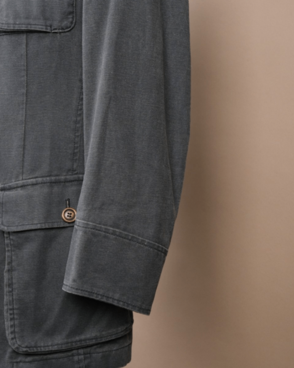 Grey Unlined Cotton Sports Jacket