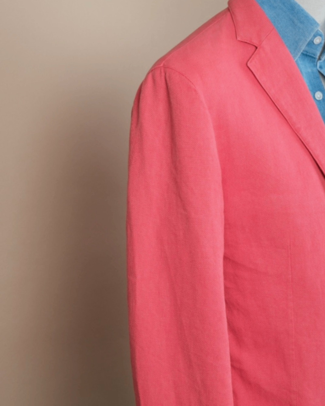 Coral Unlined Ramie & Cotton Sports Jacket
