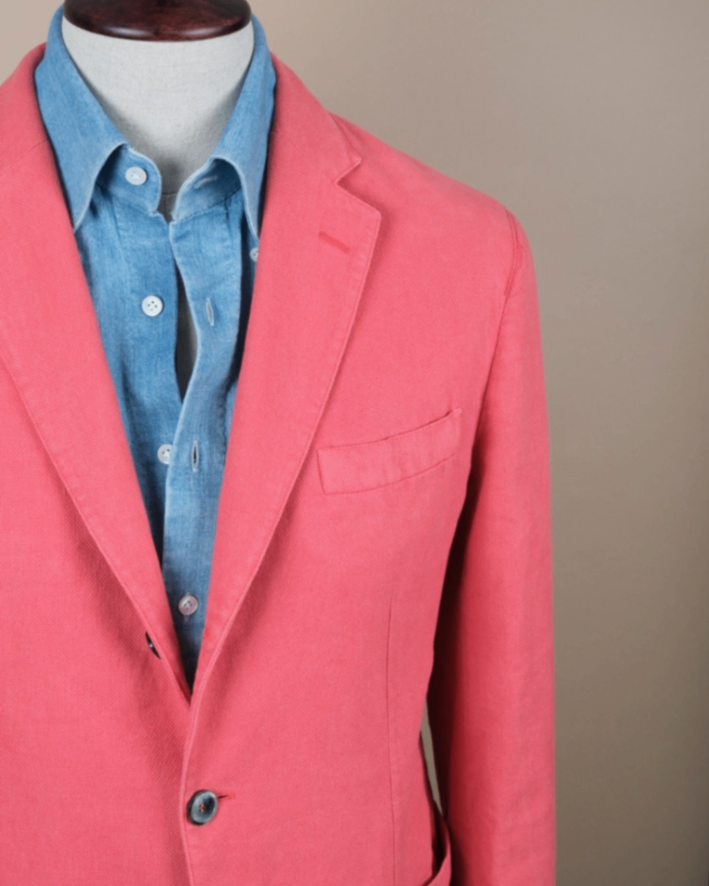 Coral Unlined Ramie & Cotton Sports Jacket