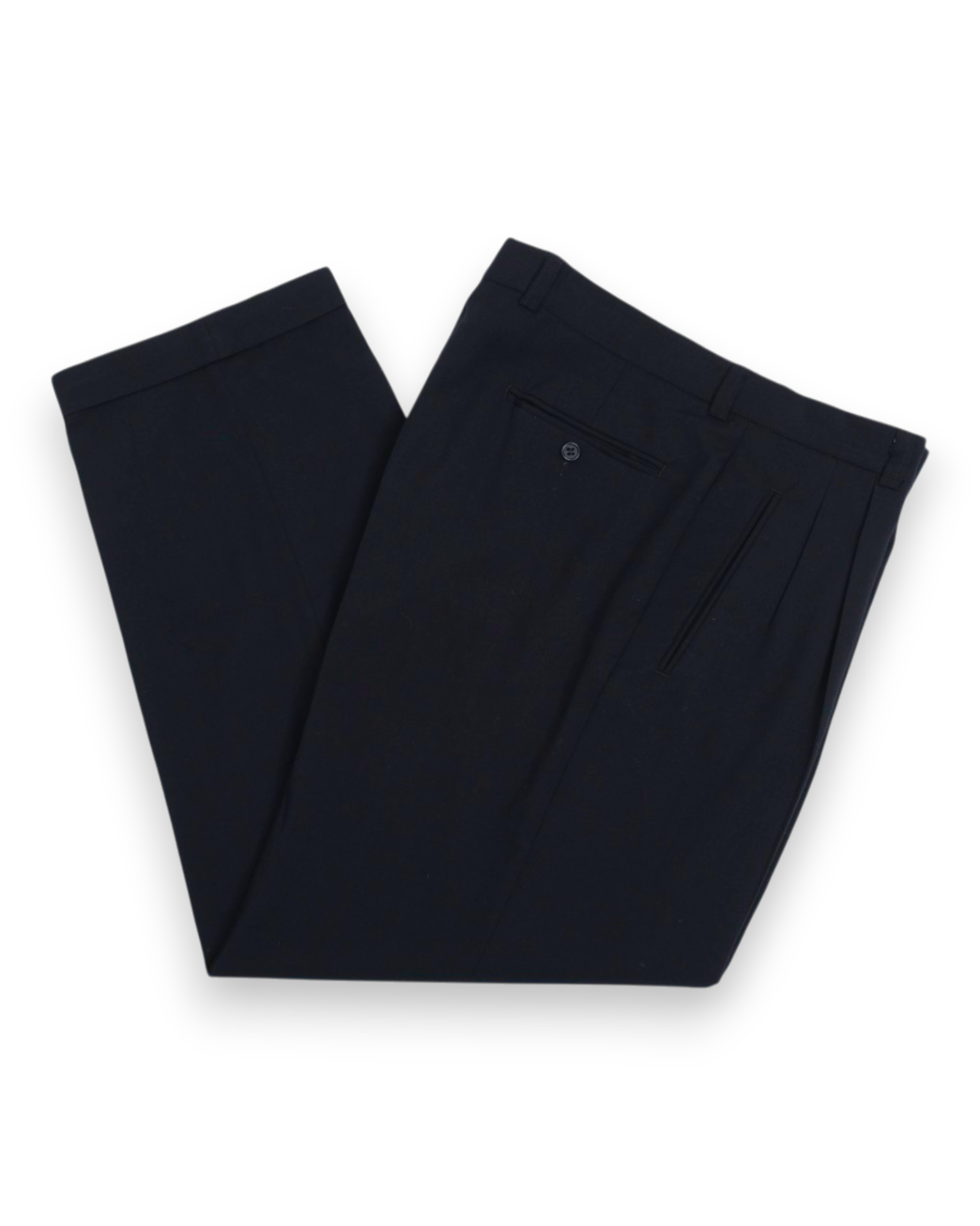 Black High Rise Pleated Wool Trousers