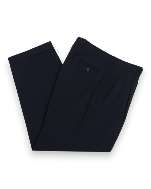 Black High Rise Pleated Wool Trousers