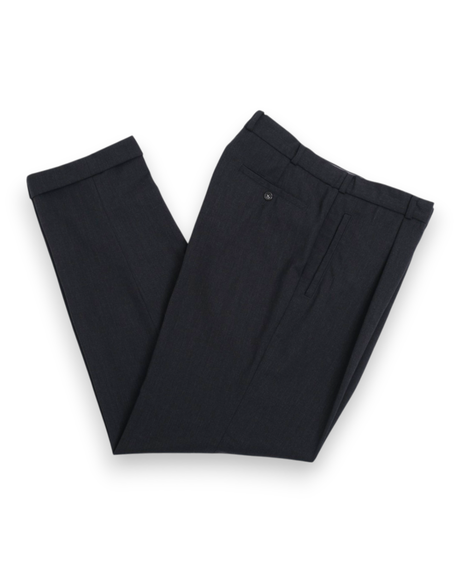 Dark Grey Pleated Virgin Wool Trousers