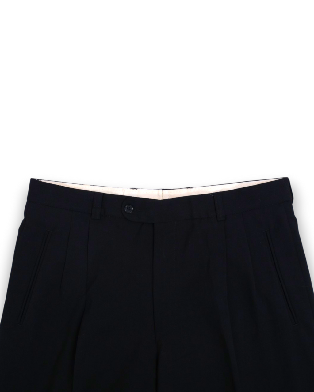 Black High Rise Pleated Wool Trousers