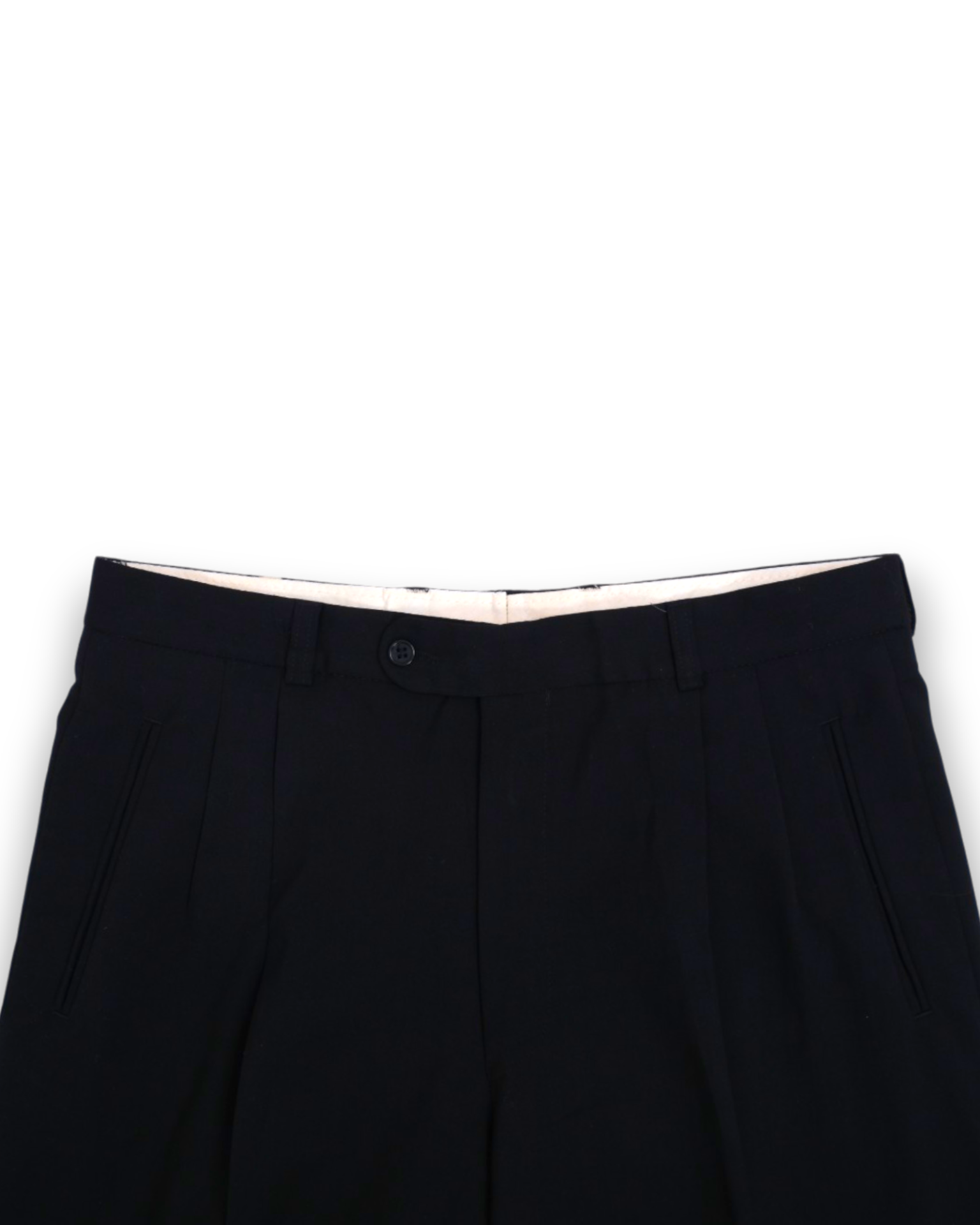 Black High Rise Pleated Wool Trousers