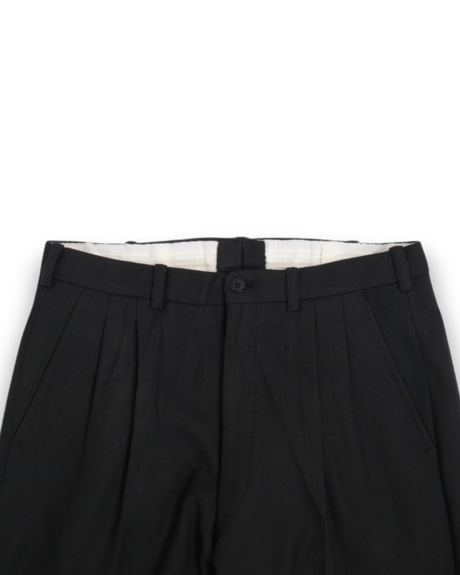Midnight Green Pleated Worsted Wool Trousers