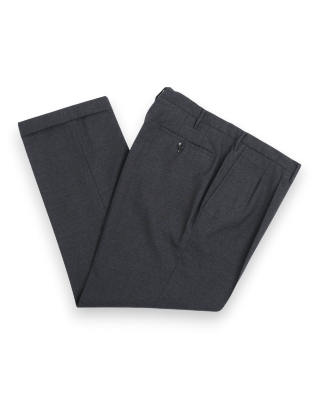 Dark Grey Pleated Wool Trousers