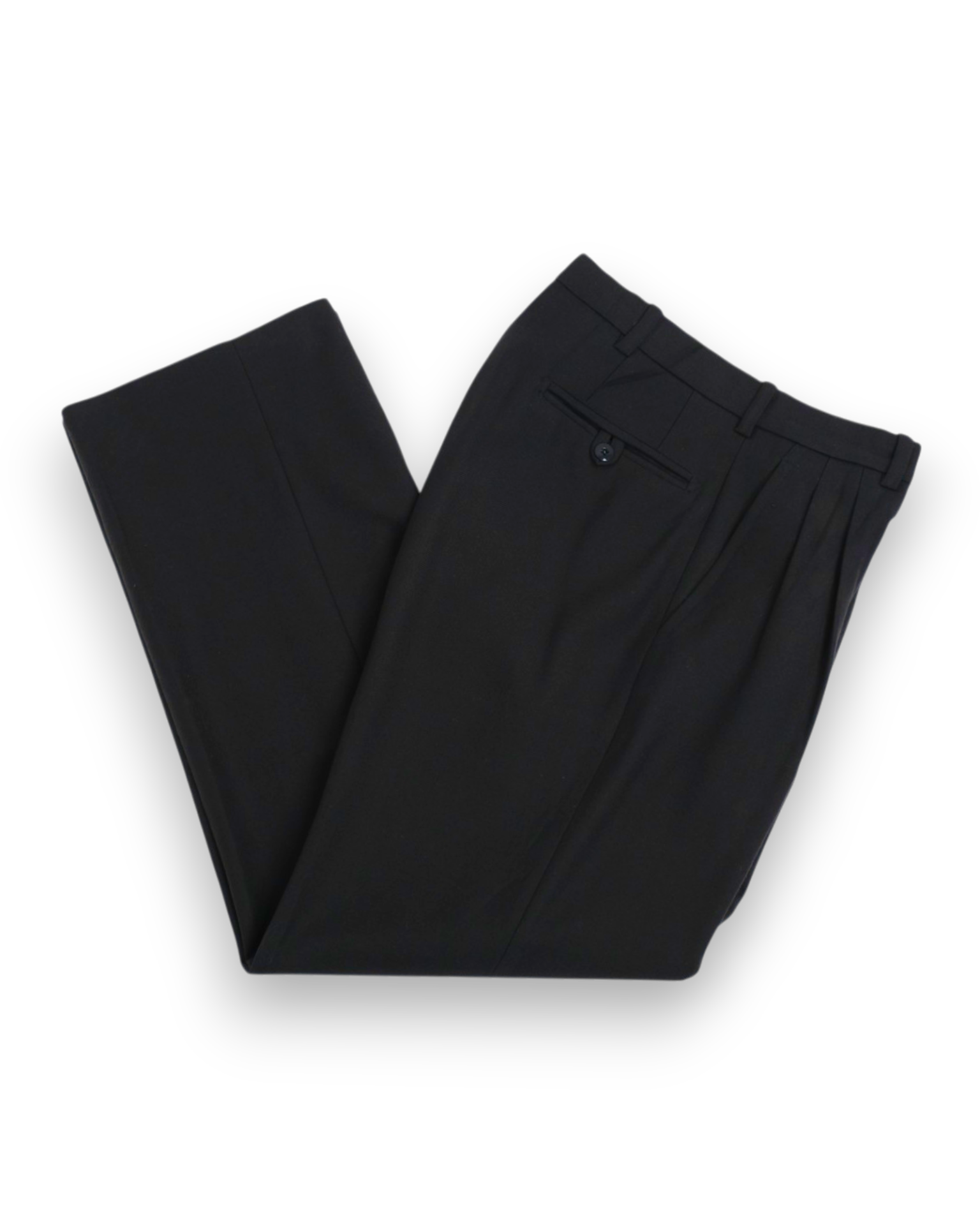 Midnight Green Pleated Worsted Wool Trousers