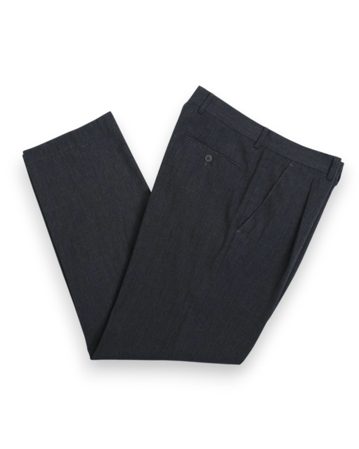 Grey Pleated Wool Trousers