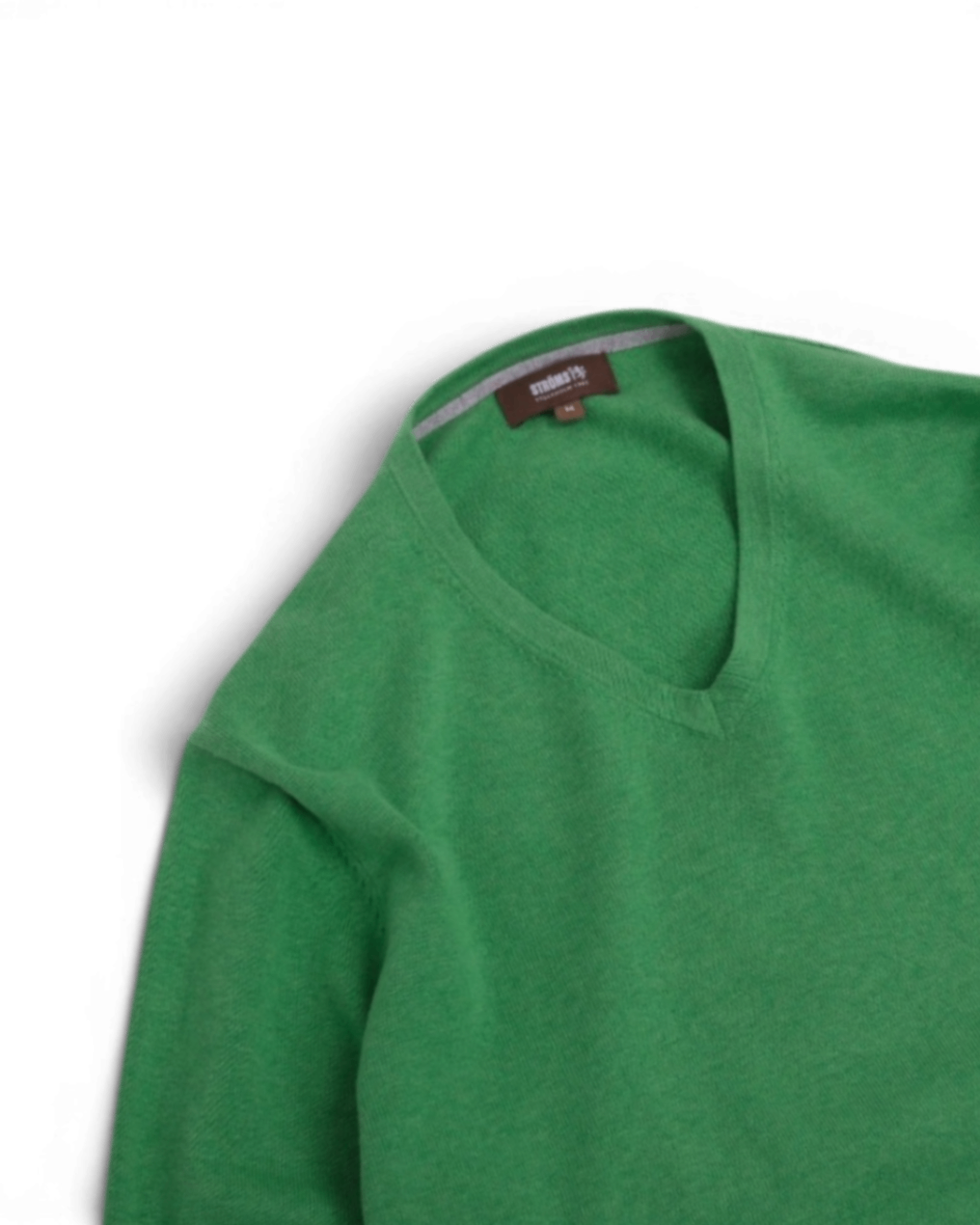 Green Cotton V-Neck Sweater