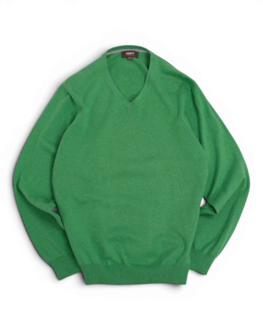 Green Cotton V-Neck Sweater