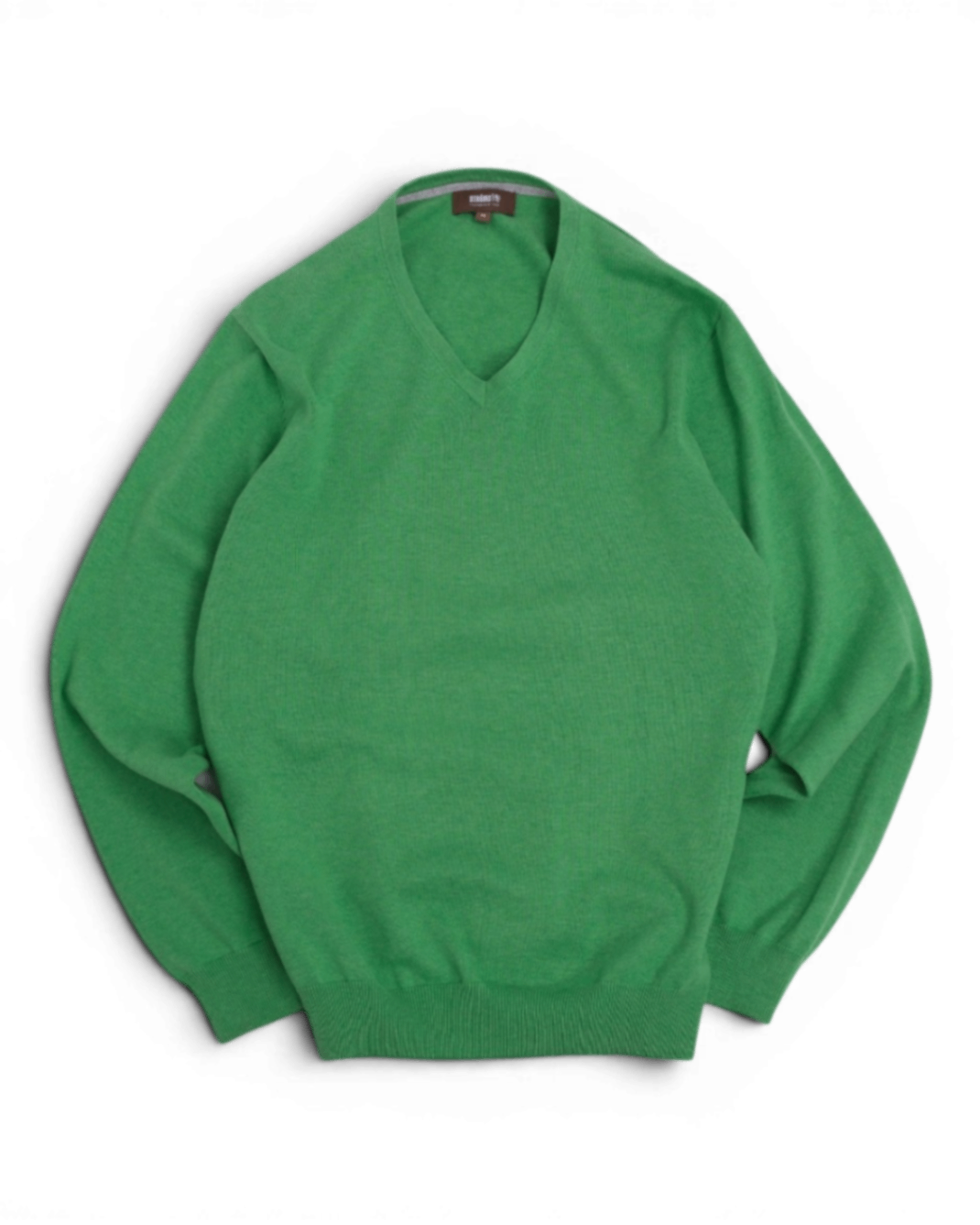 Green Cotton V-Neck Sweater