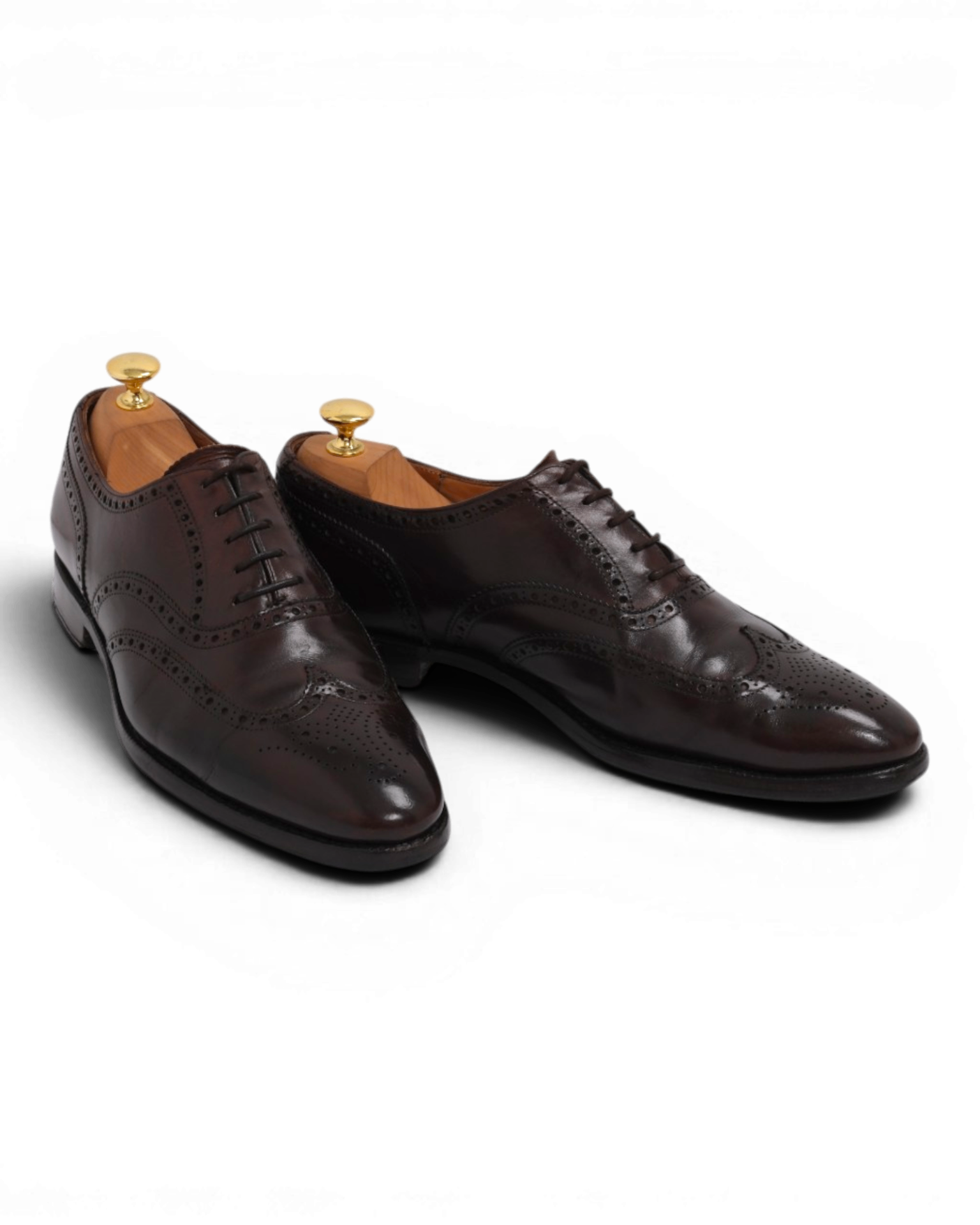 Brown Leather Full Brogue Wingtip Oxfords