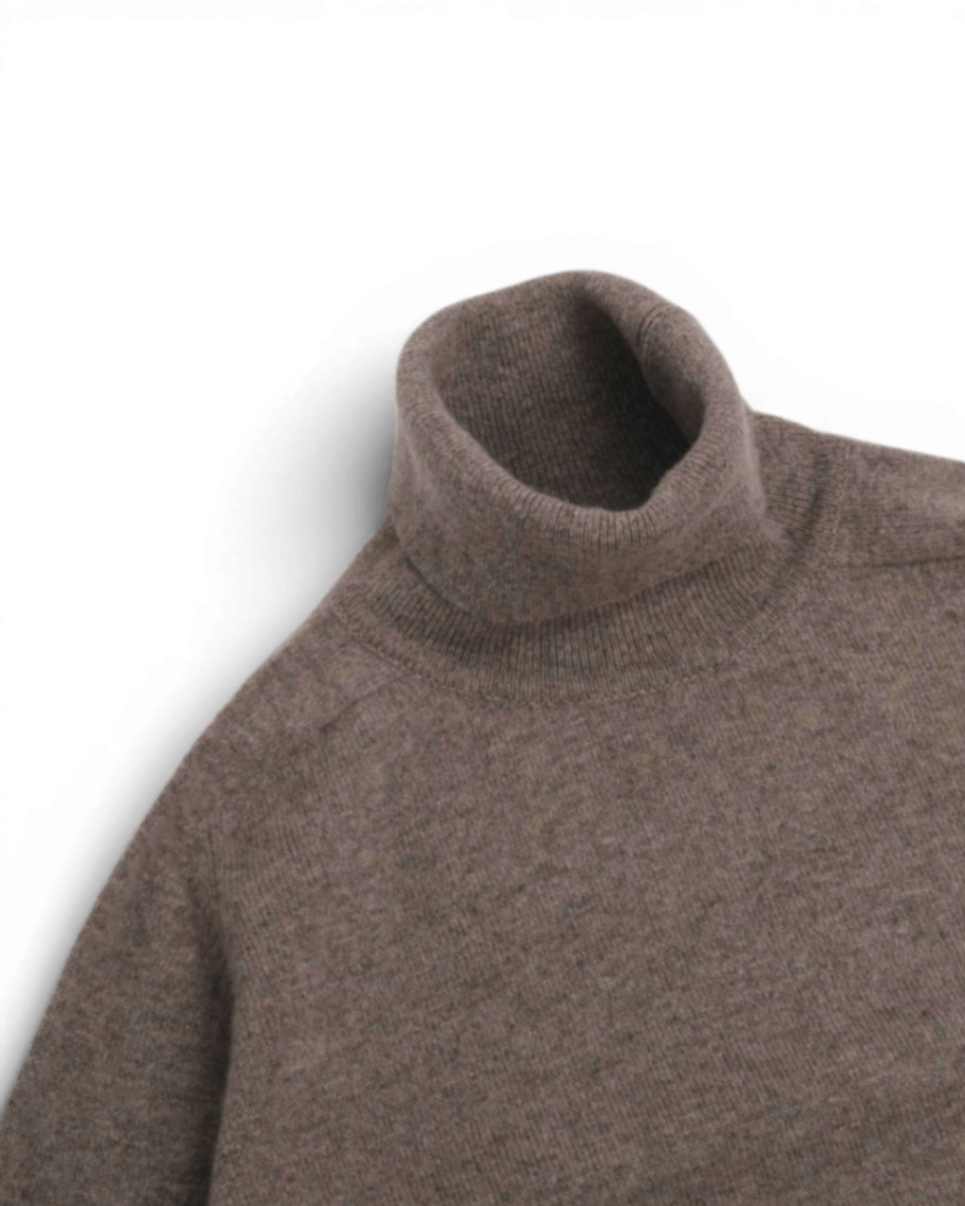 Taupe Geelong Lambswool Rollneck