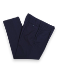 Navy Virgin Wool Twill Pleated Trousers