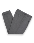 Grey E.Thomas Cavalry Twill High-Rise Pleated Trousers
