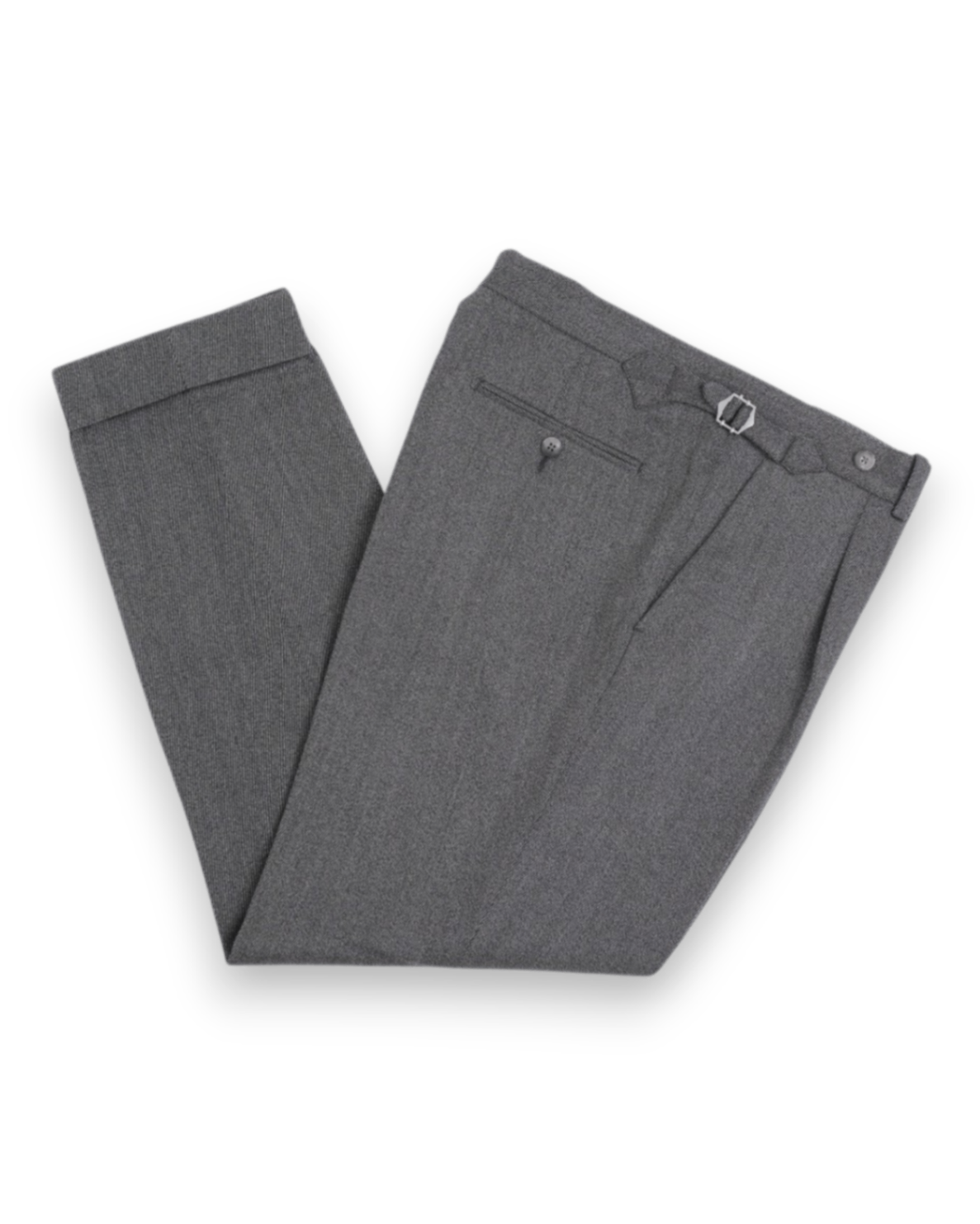 Grey E.Thomas Cavalry Twill High-Rise Pleated Trousers
