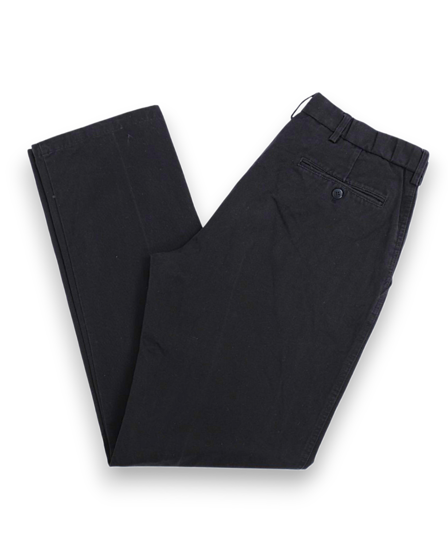 Washed Black Cotton Twill High-Rise Chino Trousers